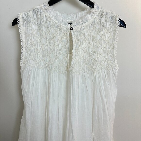 FREE PEOPLE Shea Smocked Yoke Shift Minidress in Ivory Size X-Small - Picture 8 of 12